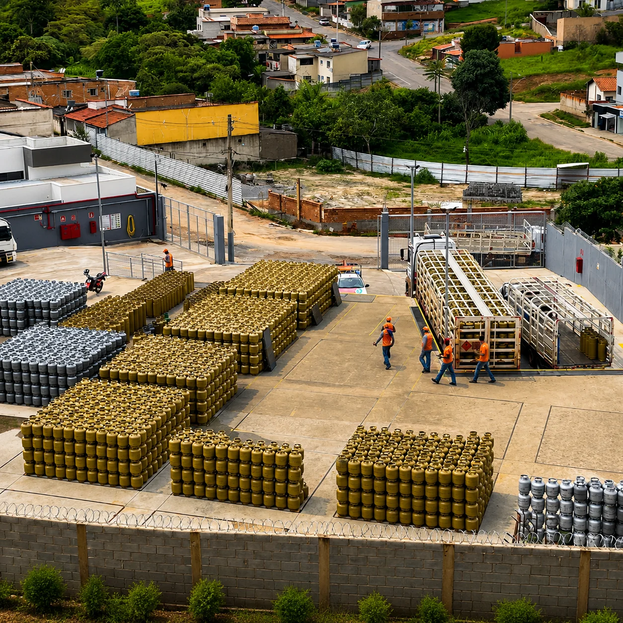 Pátio de distribuição do Gás Cláudio, revenda autorizada Supergasbras